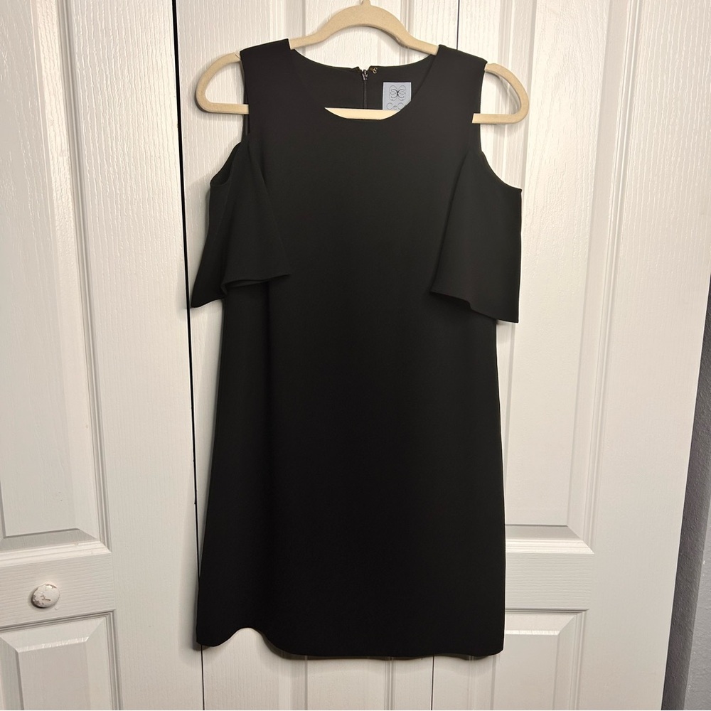 Cece Women’s Black Cold Shoulder Mini Dress Size 0 Lined Date Night Formal